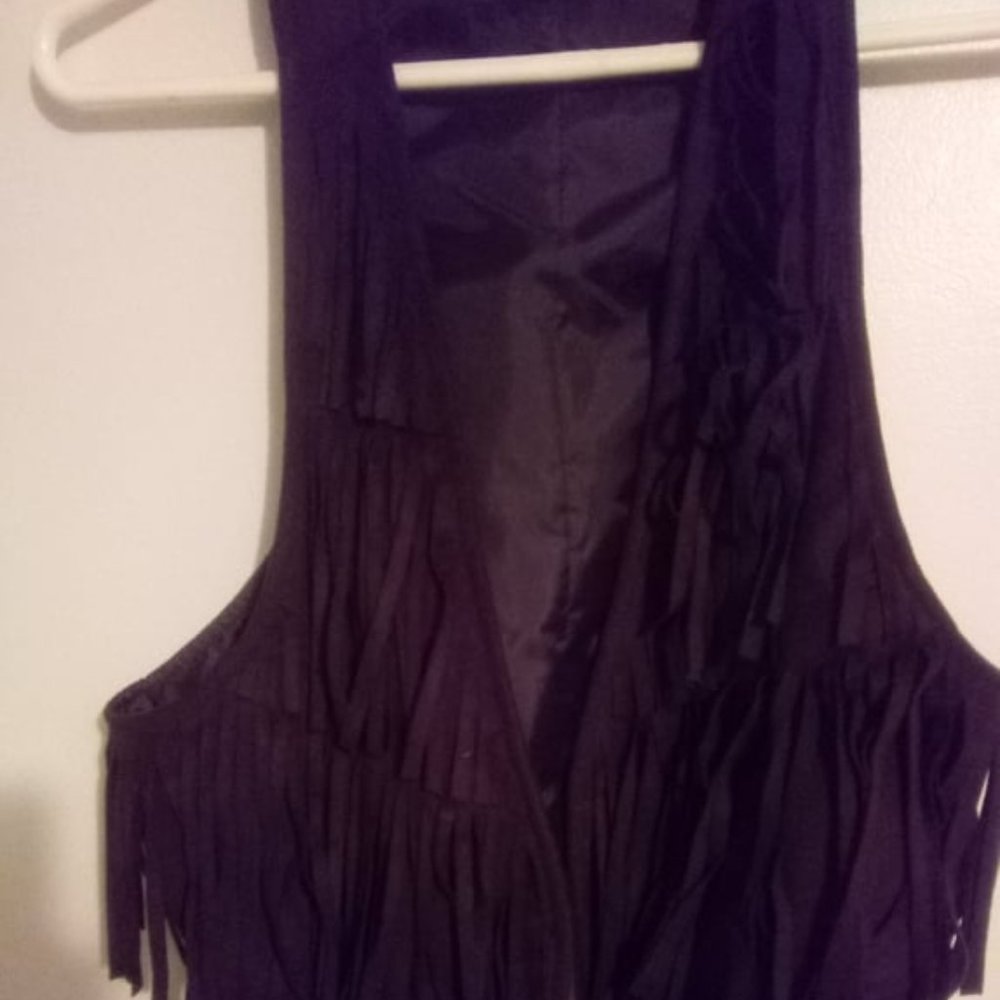 Brown fringe vest